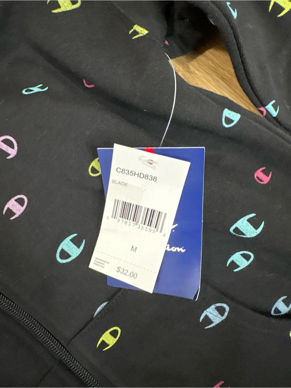 Champion girl Black Hoodie with Multicolor Logo Print comfy back to school